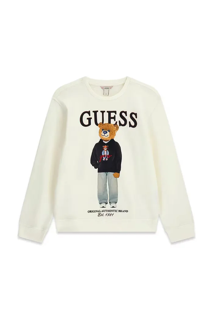Guess суичър за деца от памук бежов L6YQ07 K4049