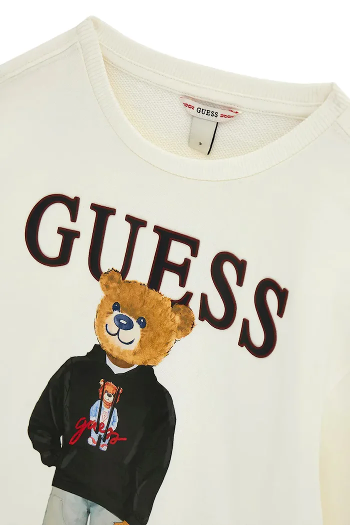 Guess суичър за деца от памук бежов L6YQ07 K4049