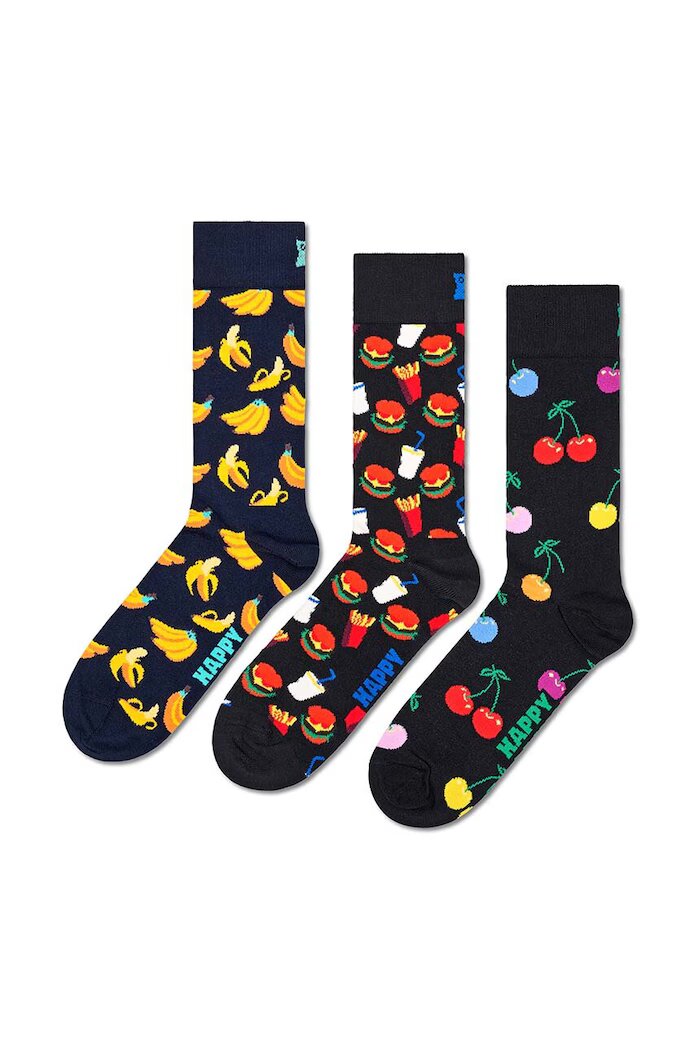 Happy Socks Чорапи Classic Banana (3 чифта) в черно