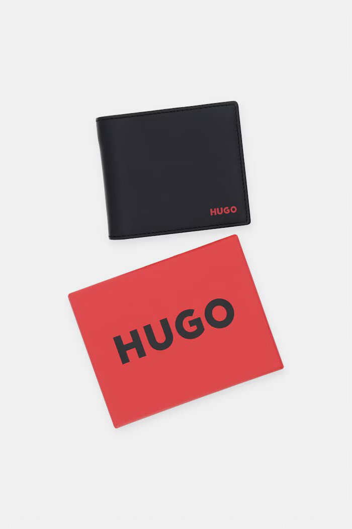 HUGO портфейл мъжки от кожа Tibby_2.0_4cc coin черен 50570440