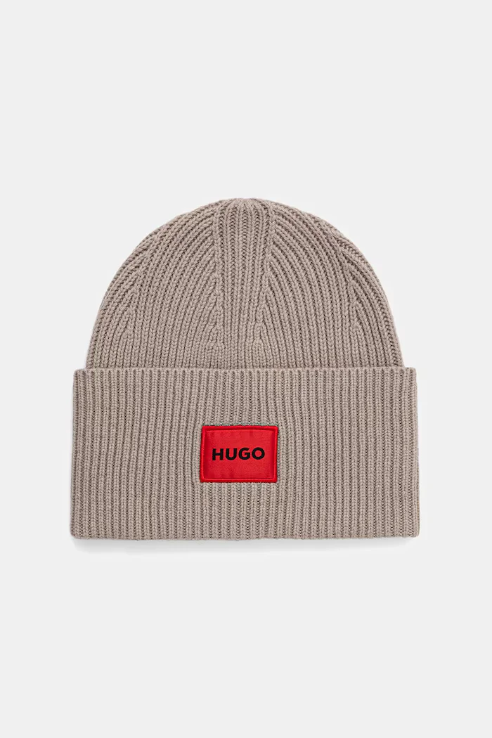 HUGO шапка дамска от вълнена материя Saffa_hat бежова 50502579