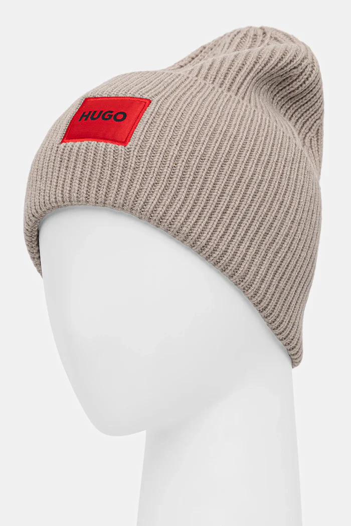 HUGO шапка дамска от вълнена материя Saffa_hat бежова 50502579