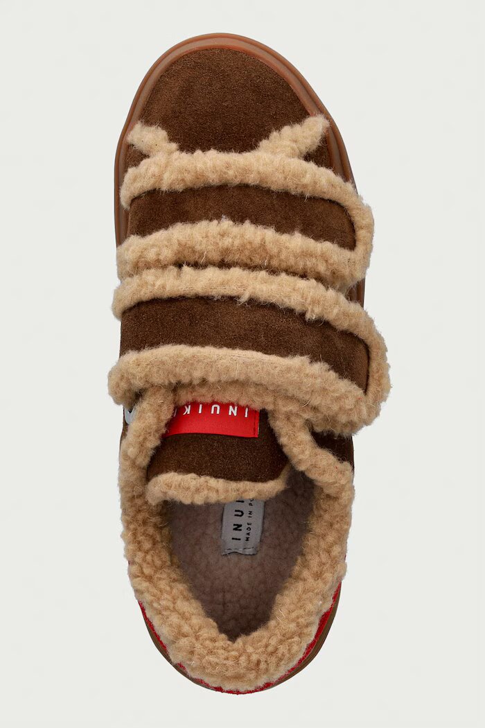 Inuikii Lila Shearling Low Velcro маратонки дамски от велур кафяви 1001.001.0561