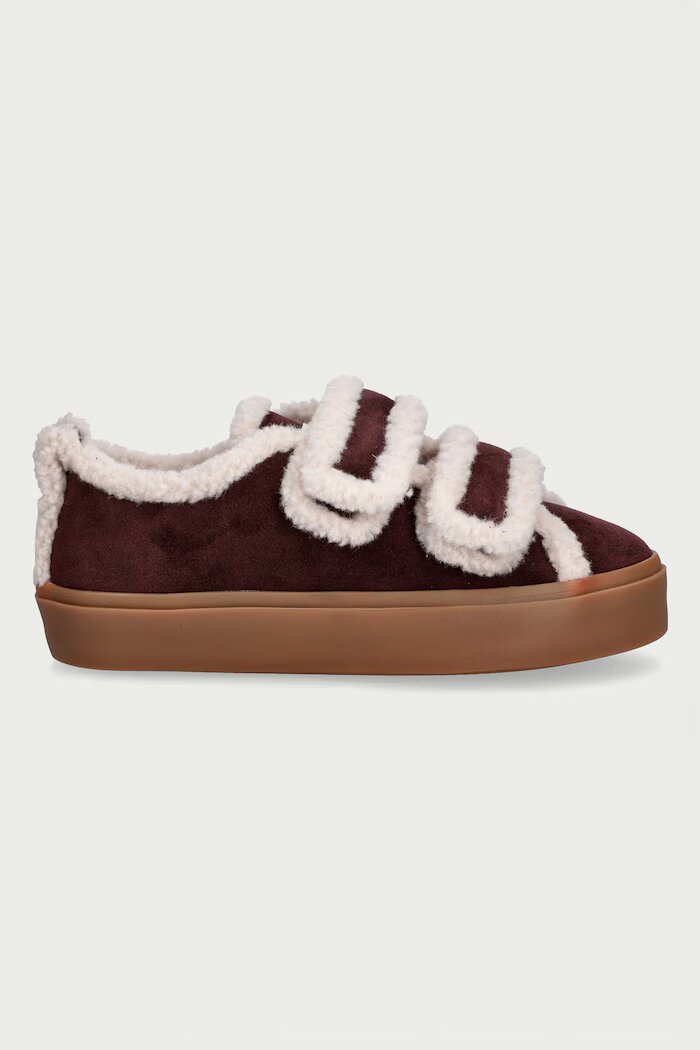 Inuikii Shearling Low Velcro маратонки дамски от велур бордо 1001.001.0231