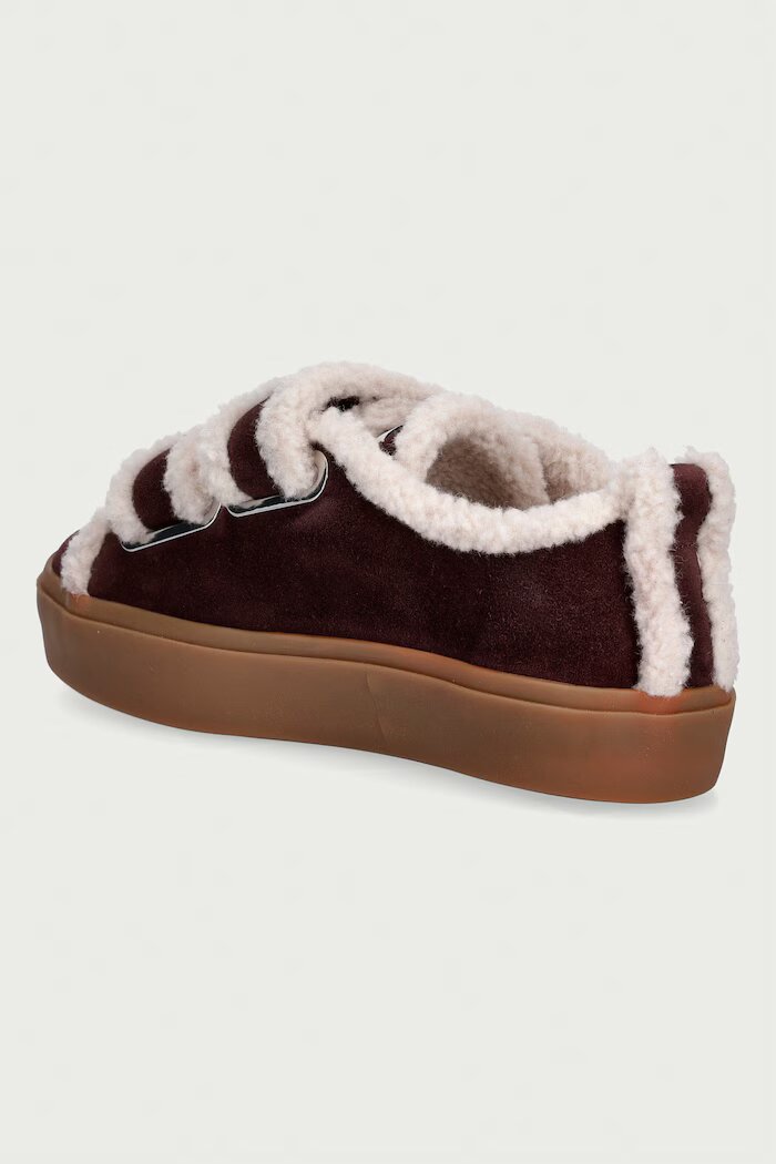 Inuikii Shearling Low Velcro маратонки дамски от велур бордо 1001.001.0231