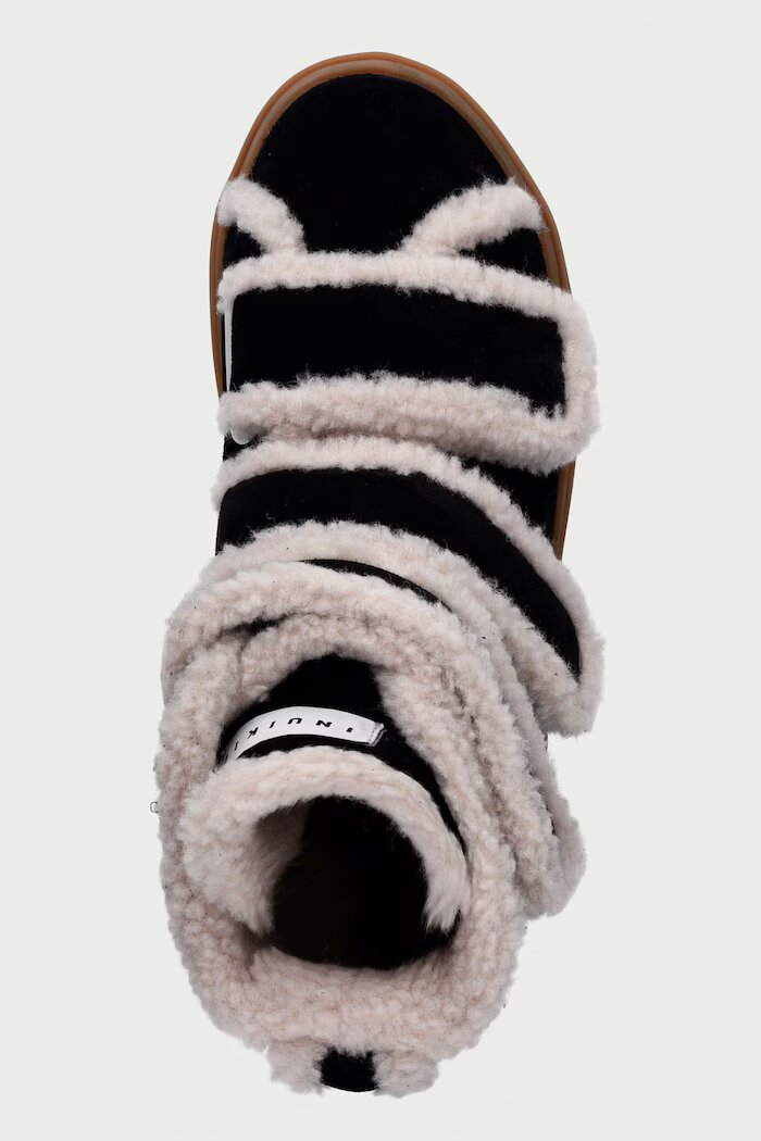 Inuikii Shearling Velcro High маратонки дамски от велур черни 1001.002.0161