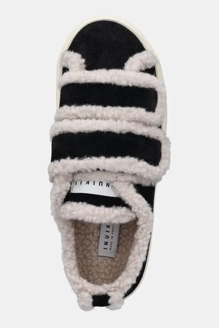 Inuikii Велурени маратонки Shearling Low Velcro в черно 1001.001.0231.000