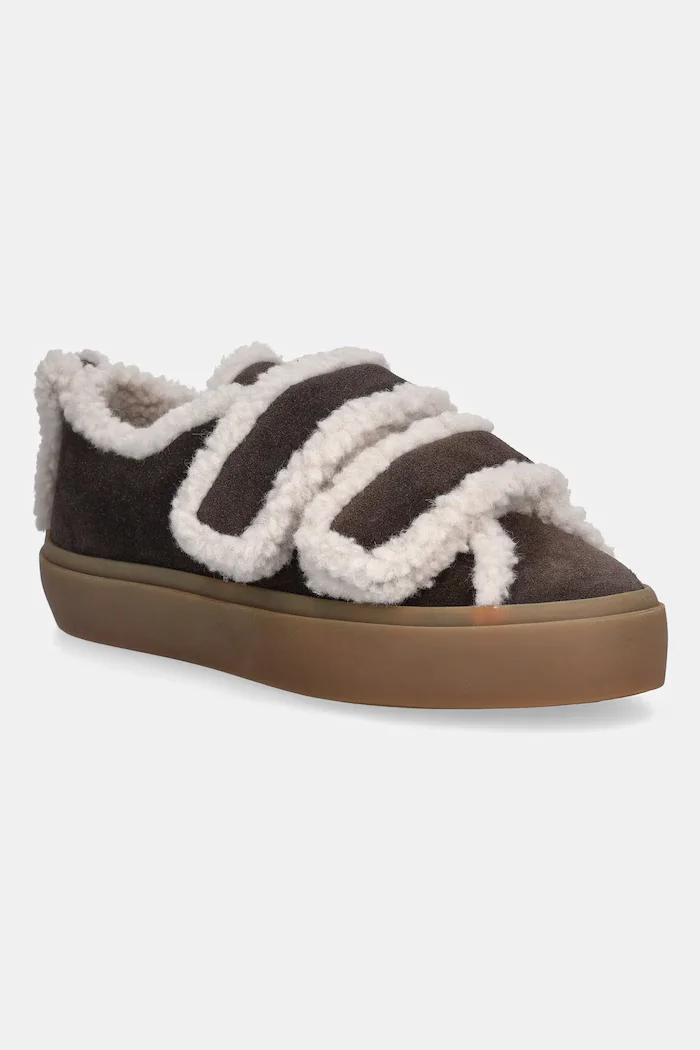 Inuikii Велурени маратонки Shearling Low Velcro в кафяво 1001.001.0231.152