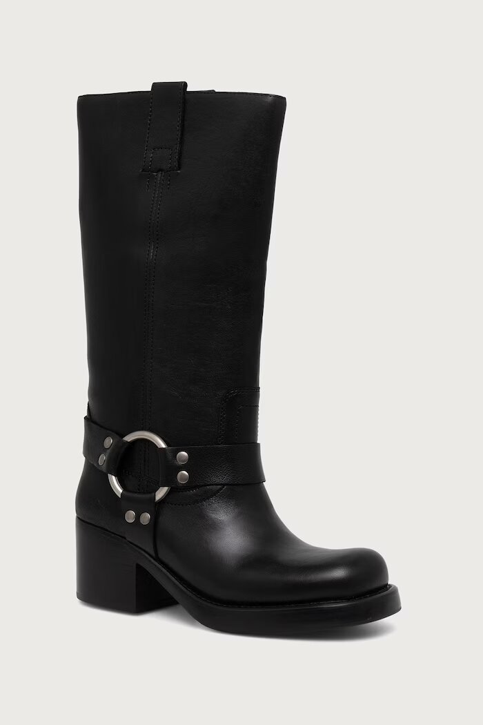 Jeffrey Campbell боти за мотоциклет дамски от кожа REFLECTION черни JC-1192-6-4