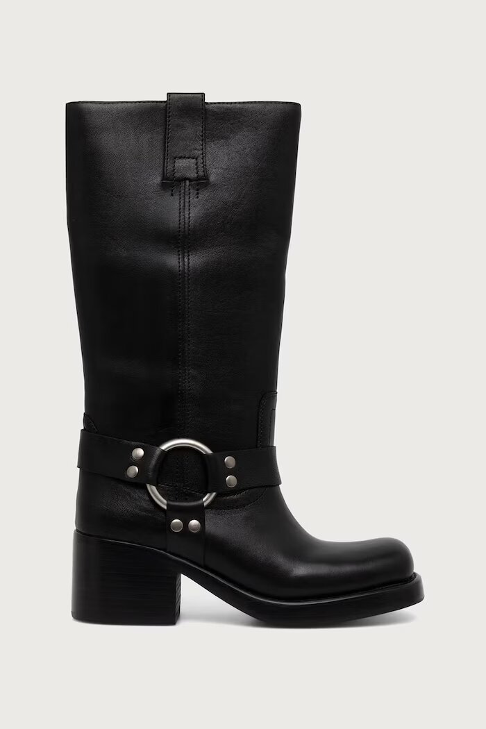 Jeffrey Campbell боти за мотоциклет дамски от кожа REFLECTION черни JC-1192-6-4