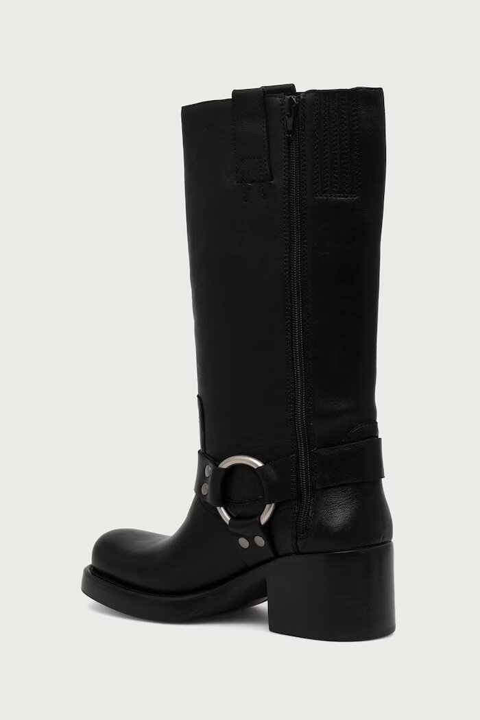 Jeffrey Campbell боти за мотоциклет дамски от кожа REFLECTION черни JC-1192-6-4