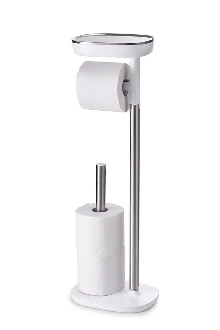 Joseph Joseph Стойка за тоалетна хартия с рафт EasyStore 68 cm в бяло