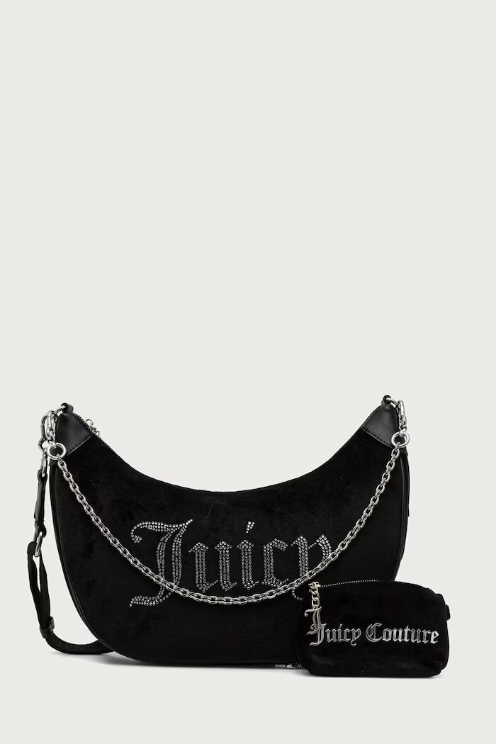 Juicy Couture чанта crossbody дамска от кадифе KIMBERLY черна BIJQL99CGWZC