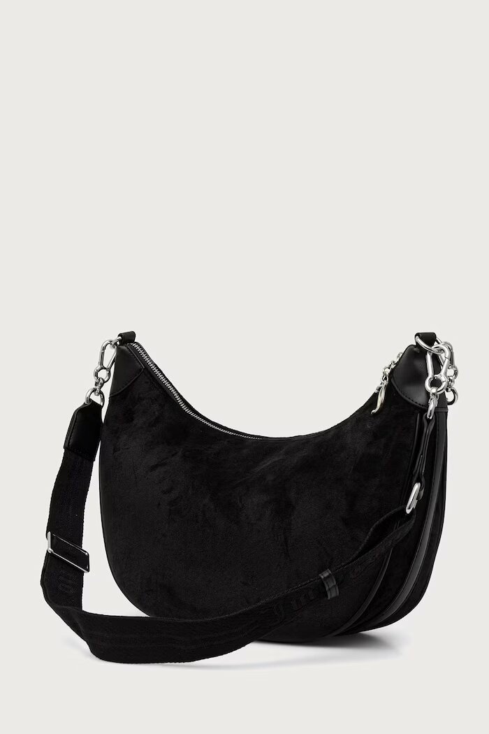 Juicy Couture чанта crossbody дамска от кадифе KIMBERLY черна BIJQL99CGWZC