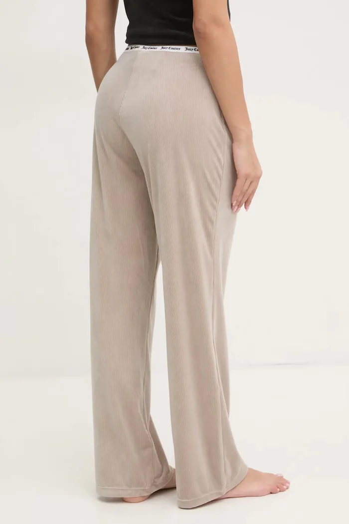 Juicy Couture Долнище на пижама VICKY RIB FLARE PANT дамско в бежово JCLAS125504