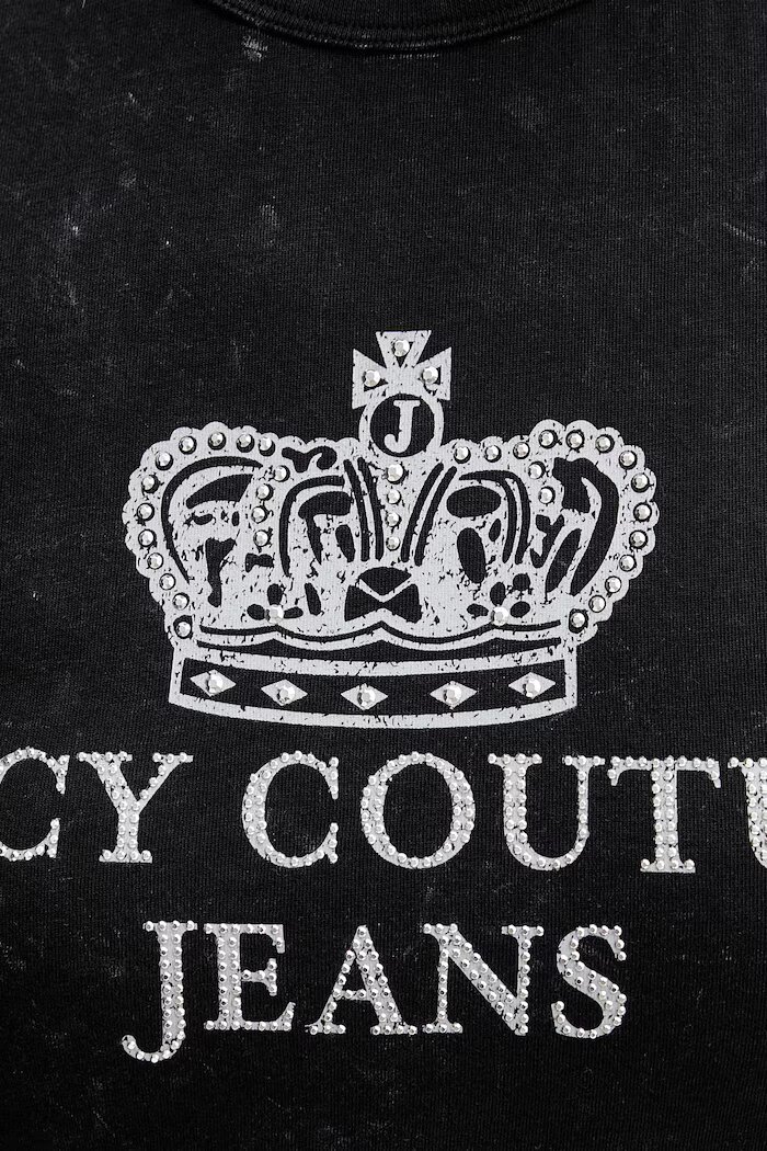 Juicy Couture тениска дамска от памук HERITAGE HILTON черна JCDBJ126961