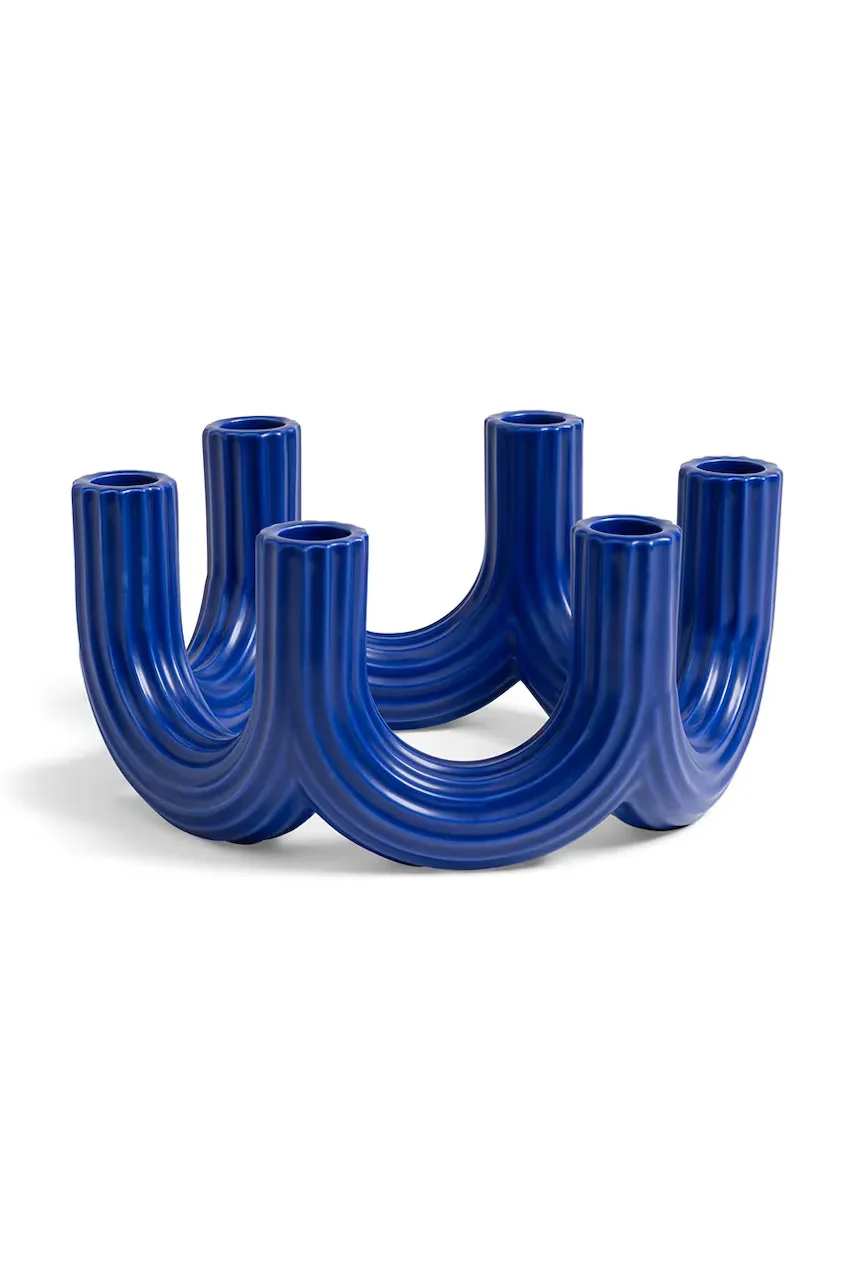 &k amsterdam Декоративен свещник churros blue 11 cm