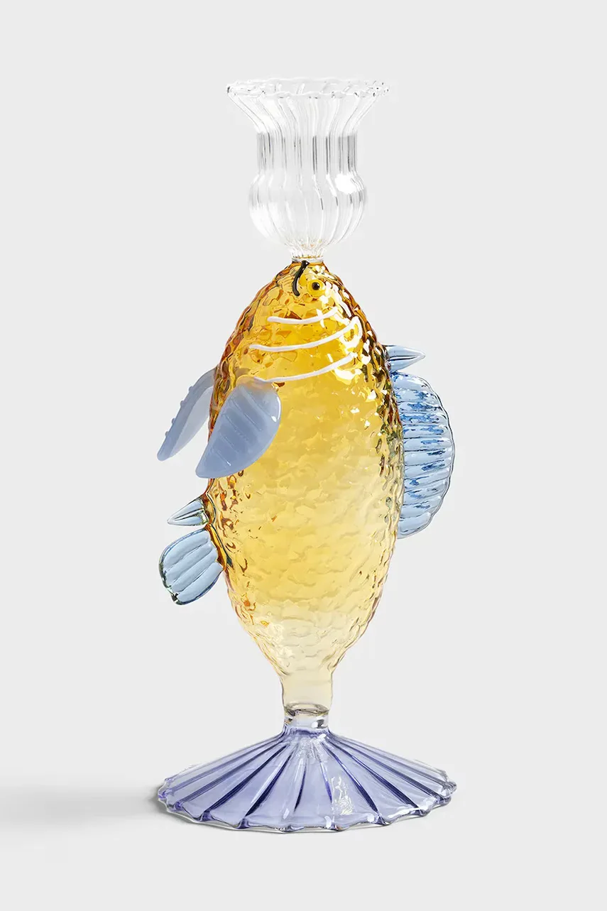 &k amsterdam Декоративен свещник fish yellow