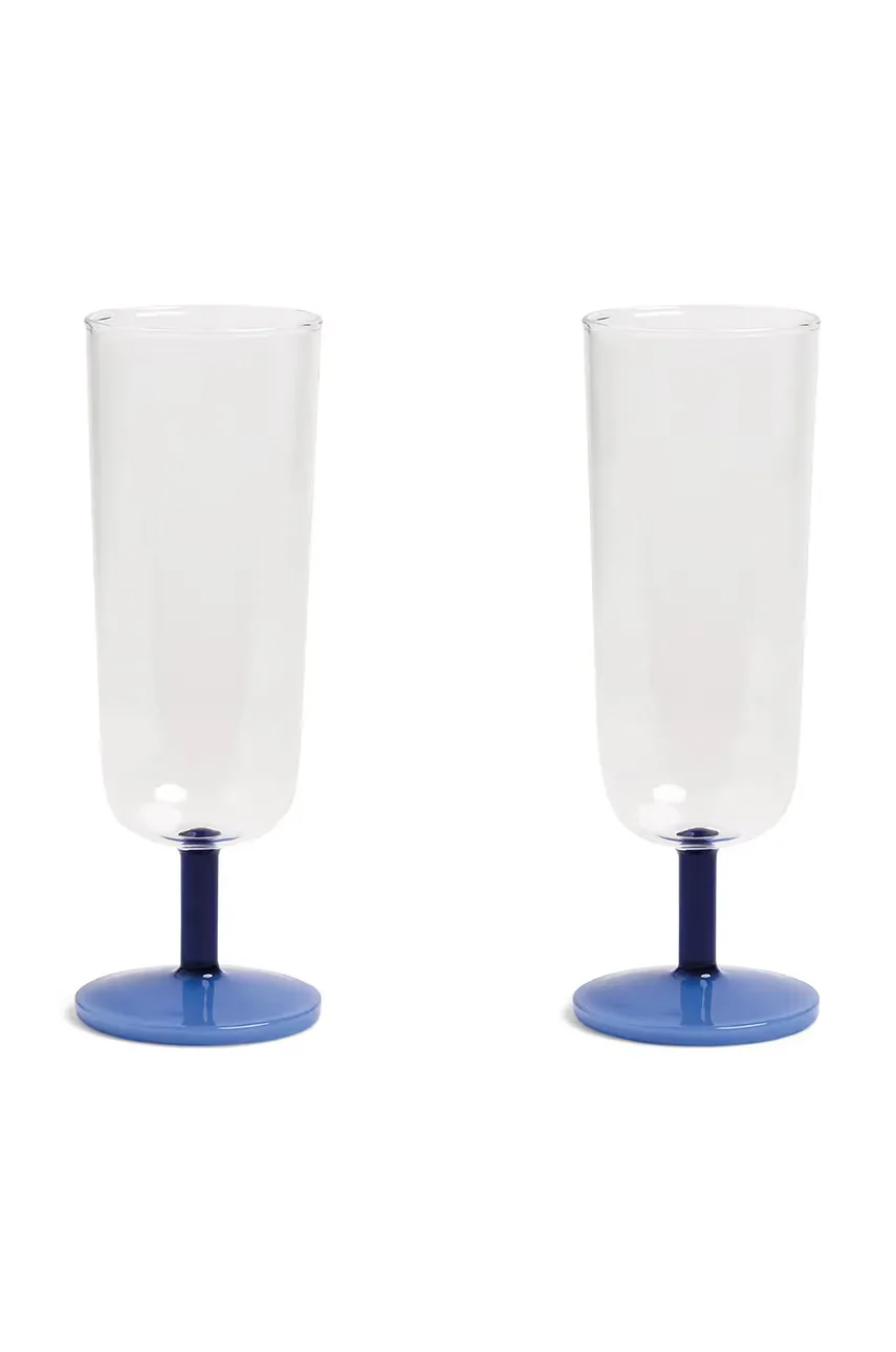 &k amsterdam Комплект чаши за шампанско mingle blue 250 ml
