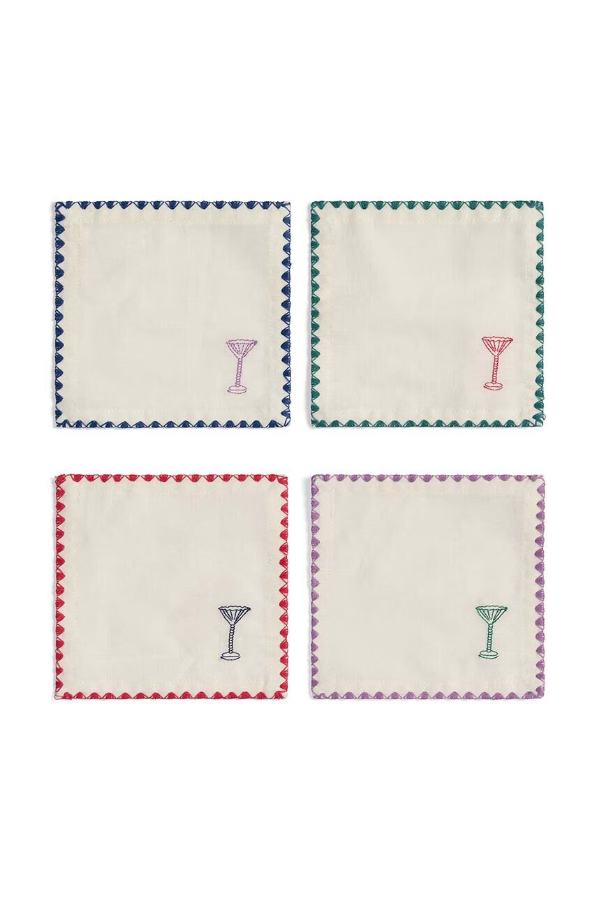 &k amsterdam Комплект коктейлни салфетки Napkin Cocktail Zigzag (4 броя)