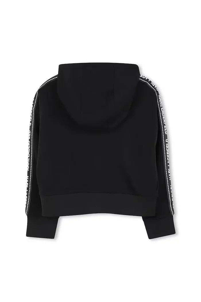 Karl Lagerfeld Детски суичър в черно с качулка с апликация Z30609