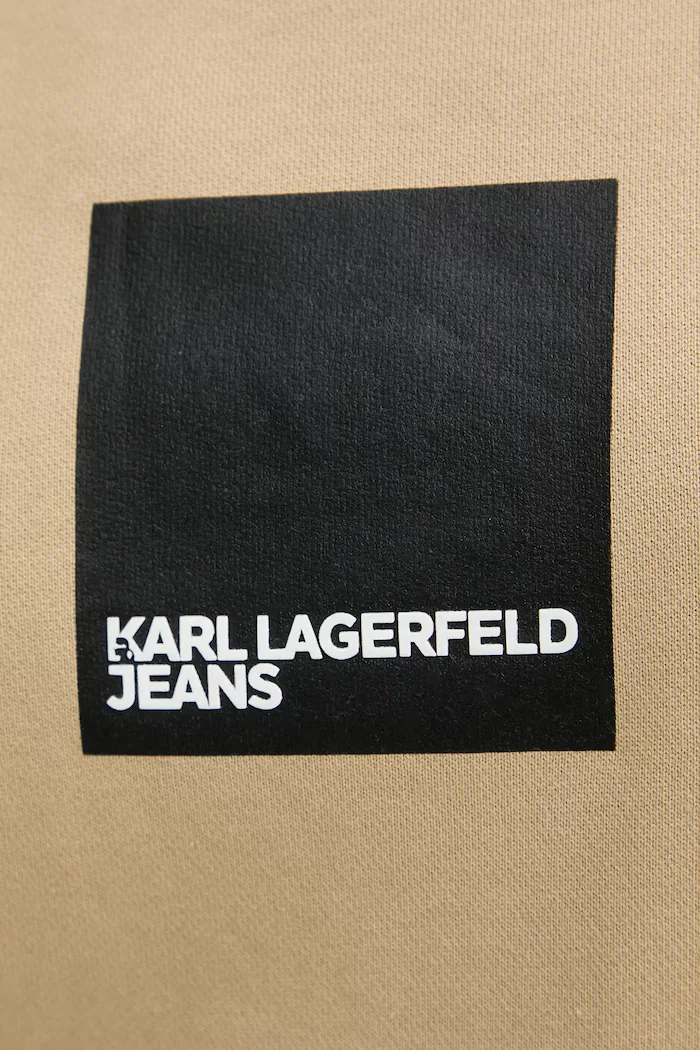Karl Lagerfeld Jeans Памучен суичър в бежово с принт A1W20006