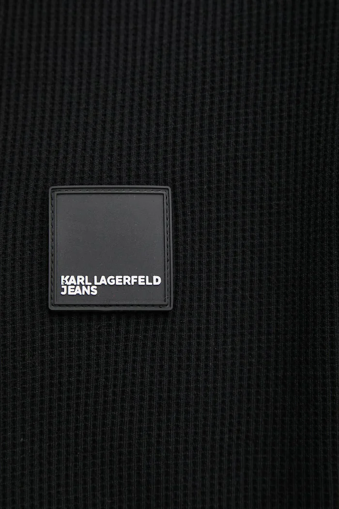 Karl Lagerfeld Jeans Памучна тениска в черно с апликация A1M17049