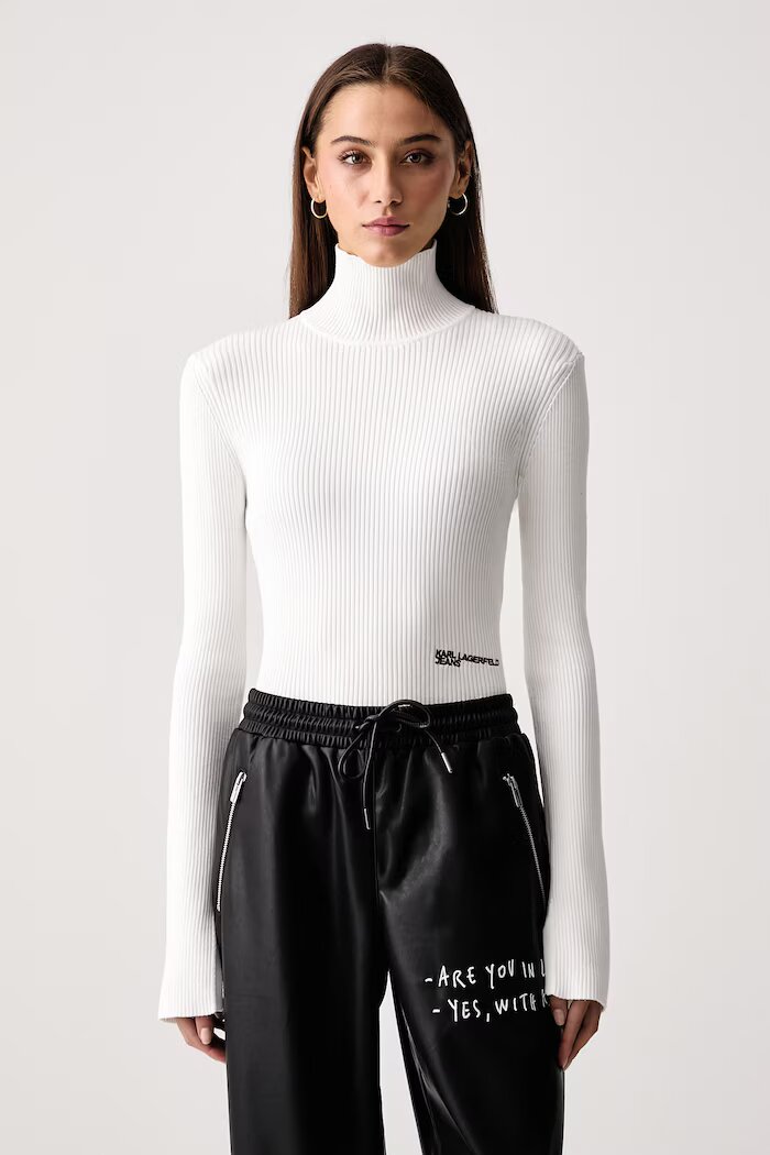 Karl Lagerfeld Jeans поло дамско с вискоза бяло B4W18001