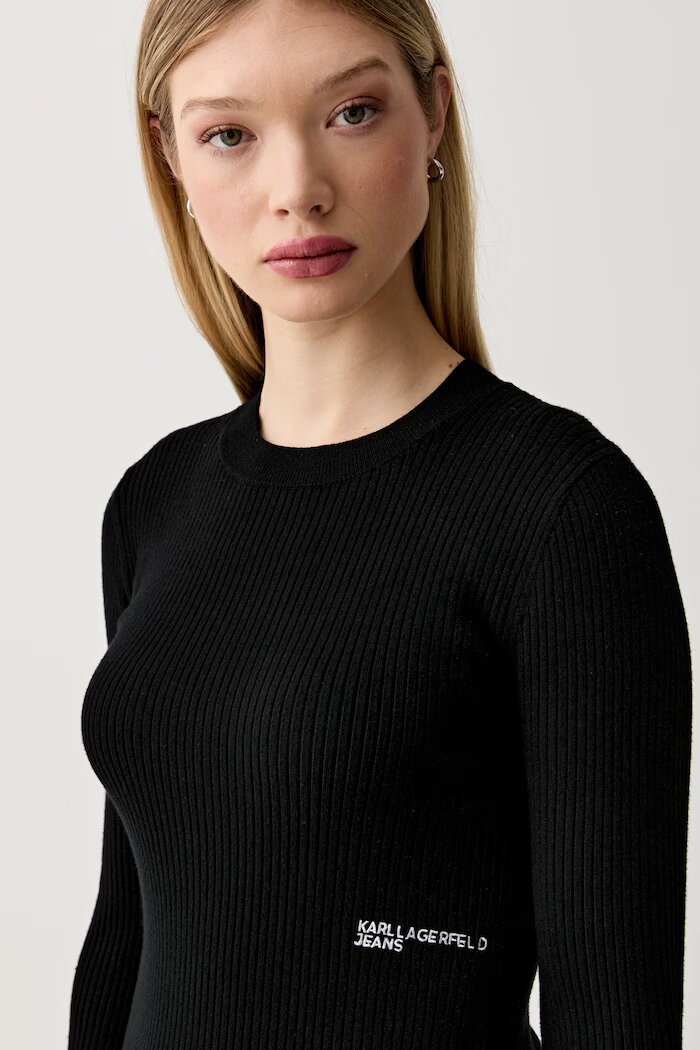 Karl Lagerfeld Jeans пуловер дамски с вискоза черен B3W18009