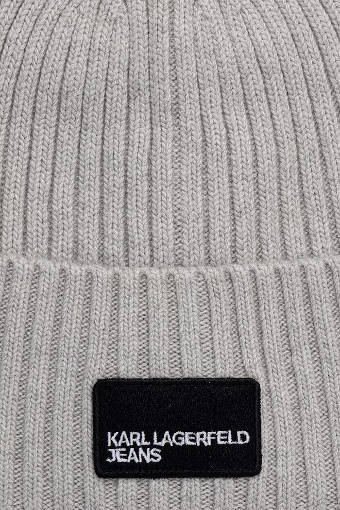 Karl Lagerfeld Jeans шапка с кашмир сива A3W33111