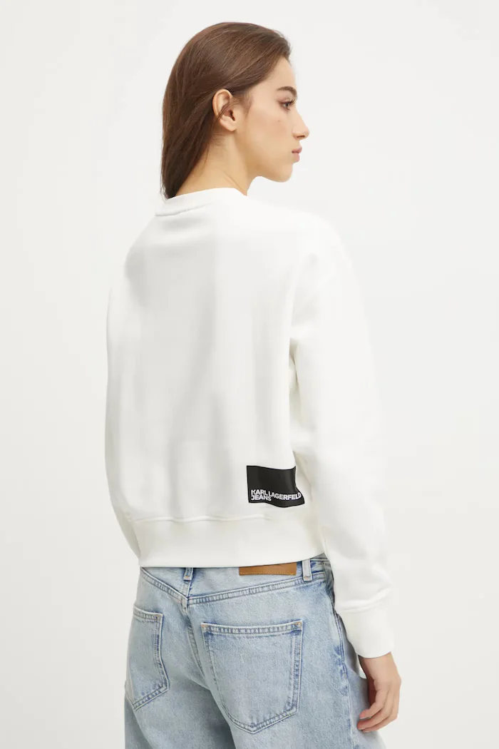 Karl Lagerfeld Jeans суичър дамски с памук бял A1W20005