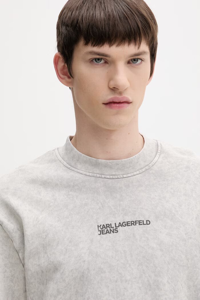 Karl Lagerfeld Jeans Суичър мъжки памучен сив B2M20032