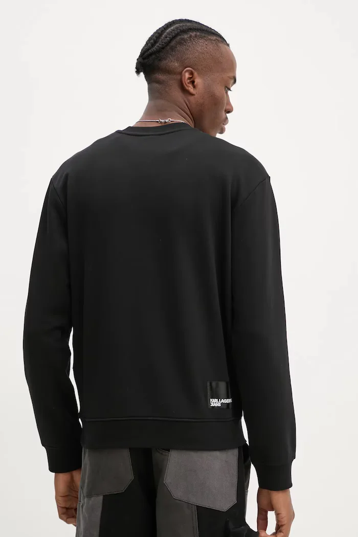 Karl Lagerfeld Jeans суичър мъжки с памук черен A1M20001