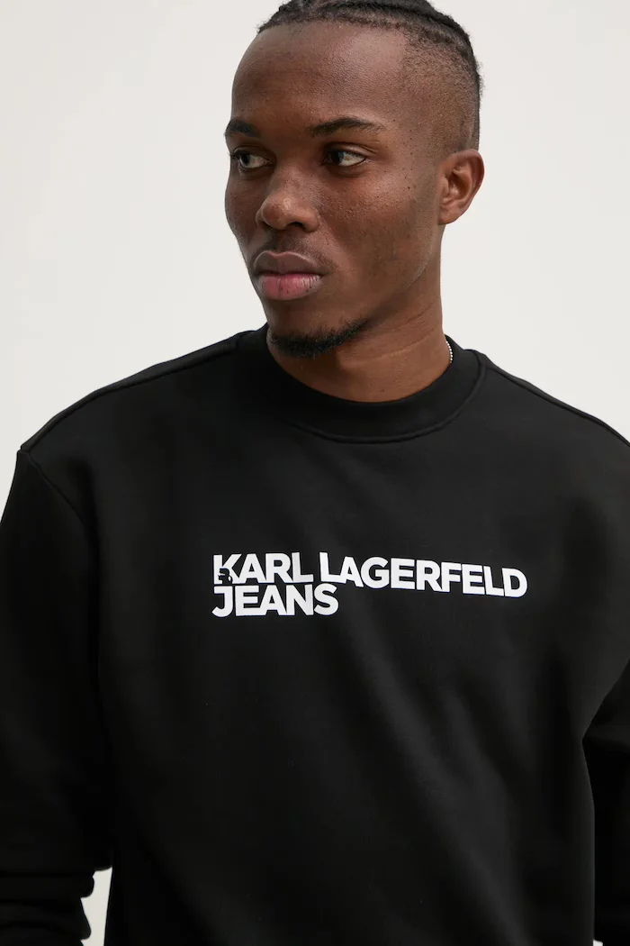 Karl Lagerfeld Jeans суичър мъжки с памук черен A1M20001