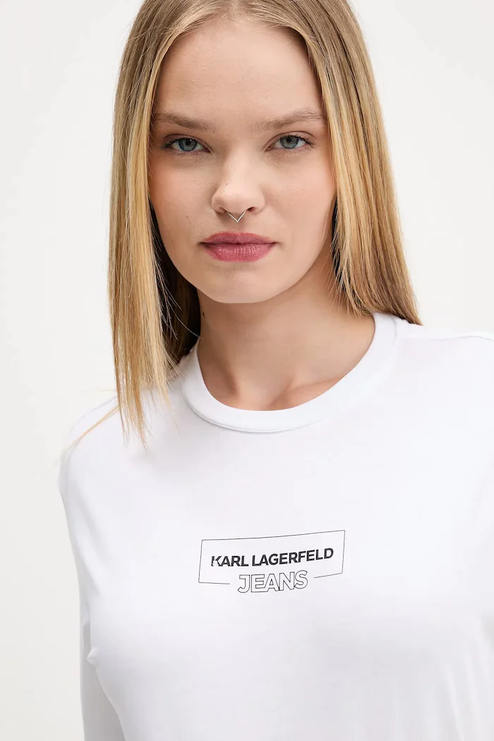 Karl Lagerfeld Jeans тениска дамска от памук бяла A4W17003