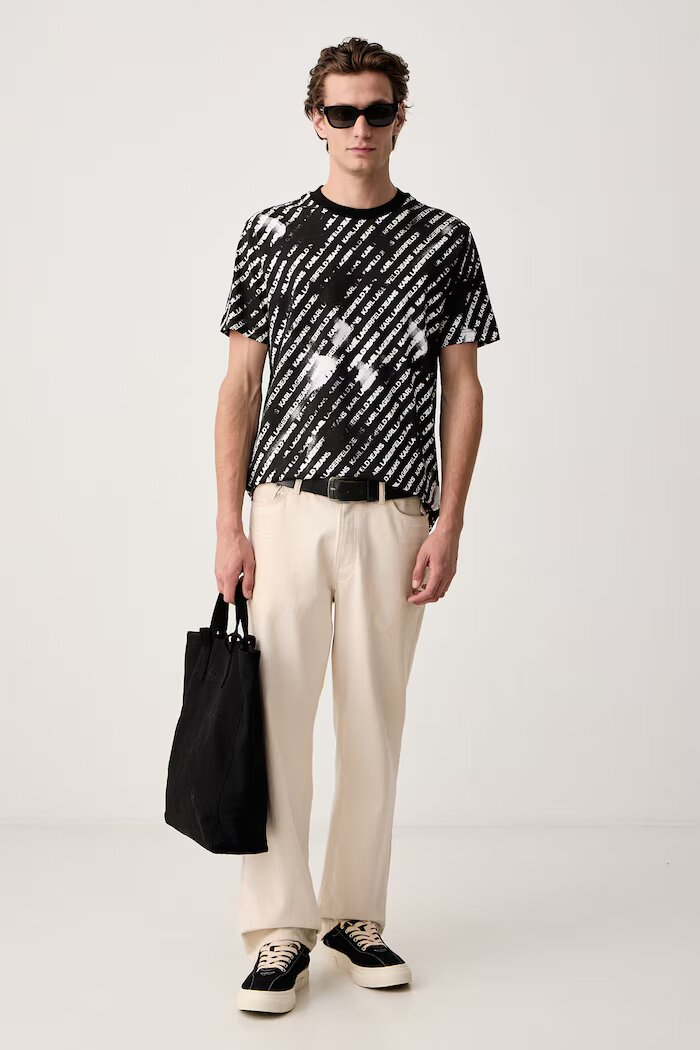 Karl Lagerfeld Jeans тениска мъжка от памук черна B4M17032