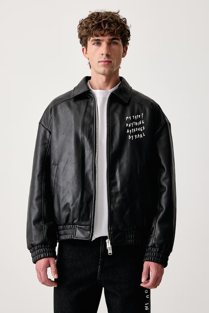 Karl Lagerfeld Jeans яке мъжко от имитация на кожа x Pietro Terzini черно B4M15056
