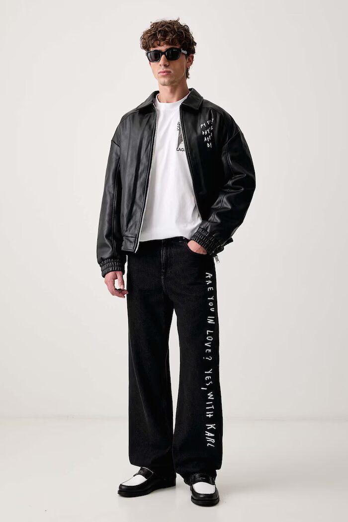 Karl Lagerfeld Jeans яке мъжко от имитация на кожа x Pietro Terzini черно B4M15056