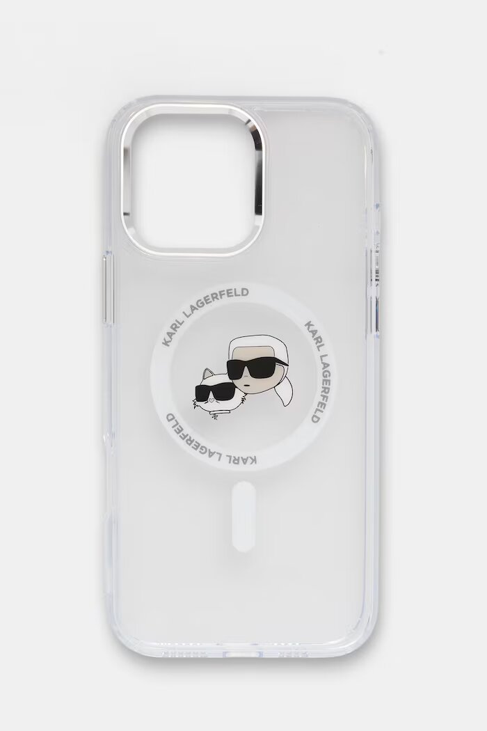 Karl Lagerfeld кейс за телефон iPhone 16 Pro Max бял KLHMP16XHLSKCH