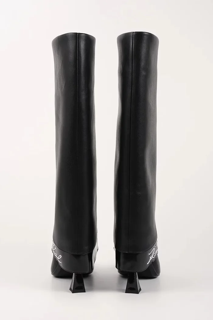 Karl Lagerfeld Кожени ботуши DEBUTANTE в черно с тънък ток KL32081