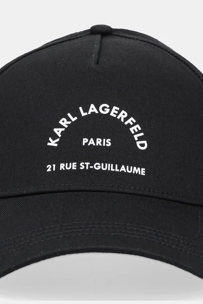 Karl Lagerfeld Памучна шапка с козирка K/RSG в черно с апликация A1W33201