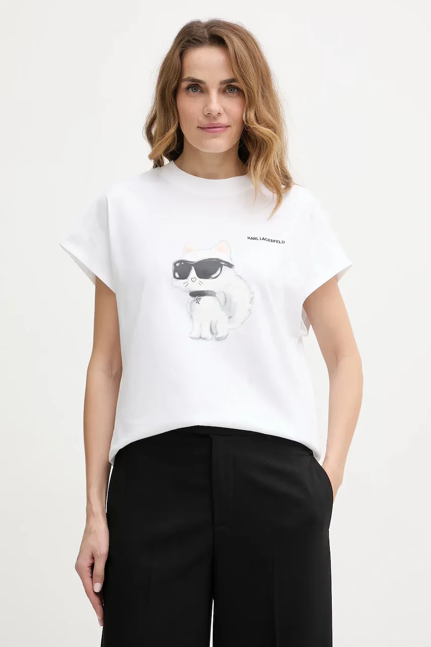 Karl Lagerfeld Памучна тениска IKON AQUARELLE