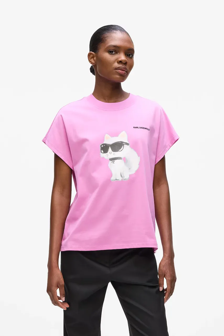 Karl Lagerfeld Памучна тениска IKON AQUARELLE