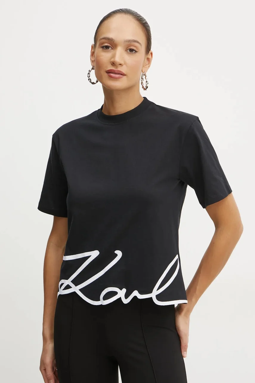 Karl Lagerfeld Памучна тениска KARL SIGNATURE
