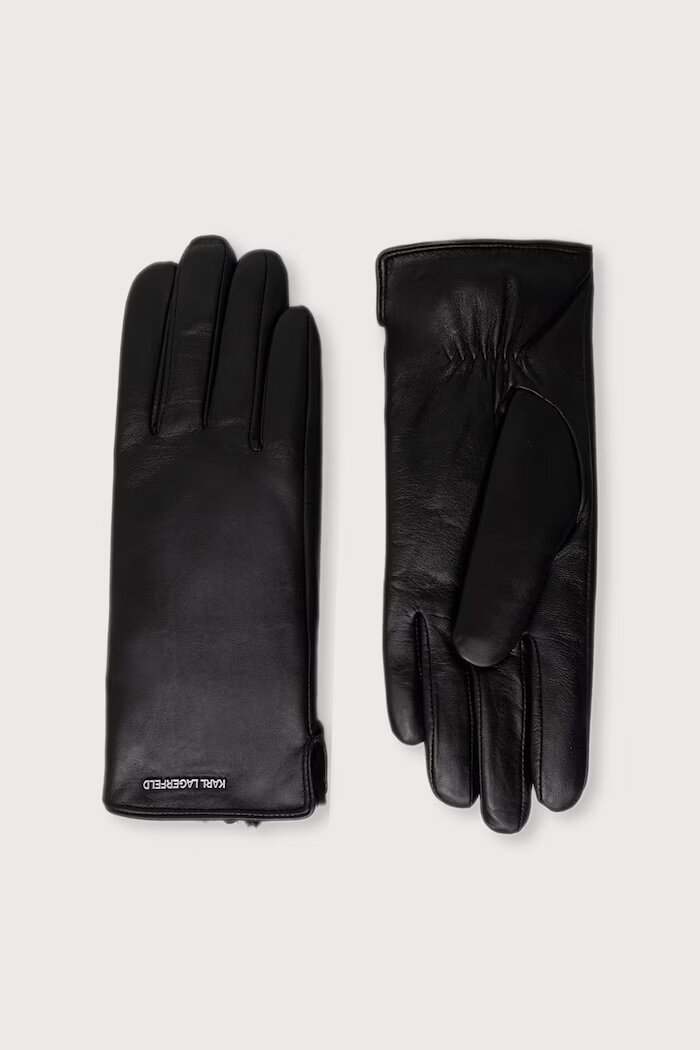 Karl Lagerfeld ръкавици дамски от кожа черни B4W33084