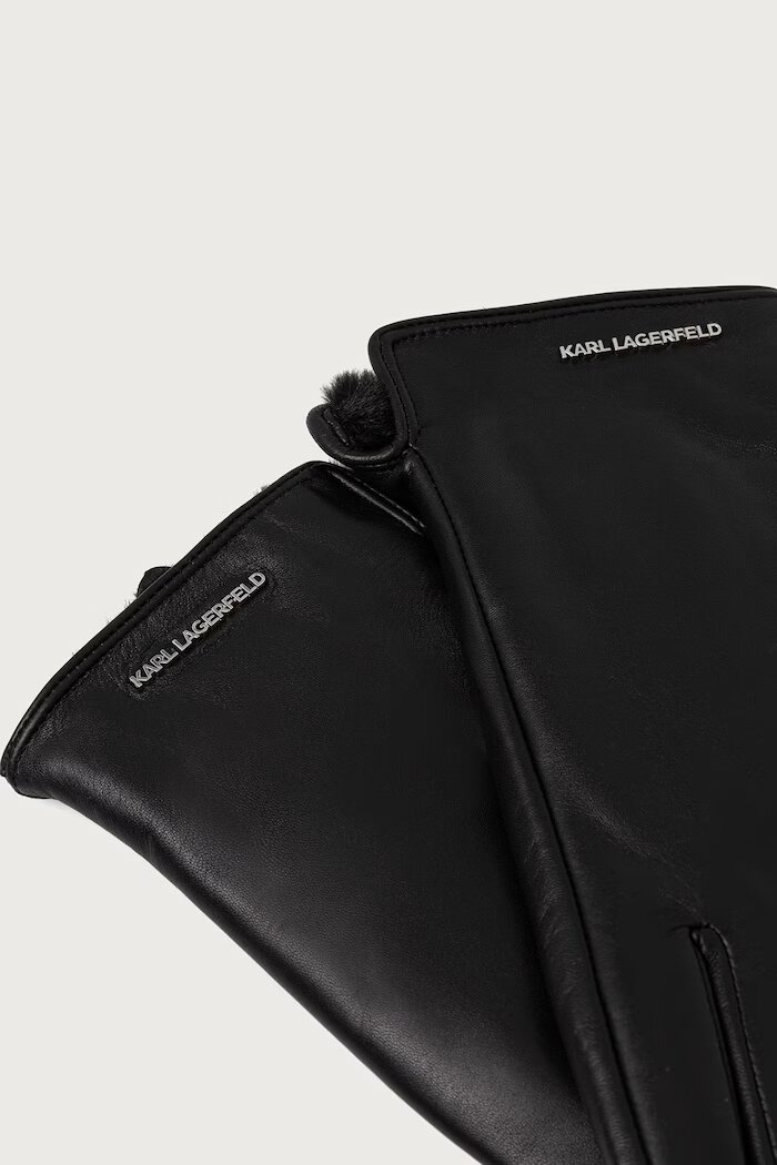 Karl Lagerfeld ръкавици дамски от кожа черни B4W33084