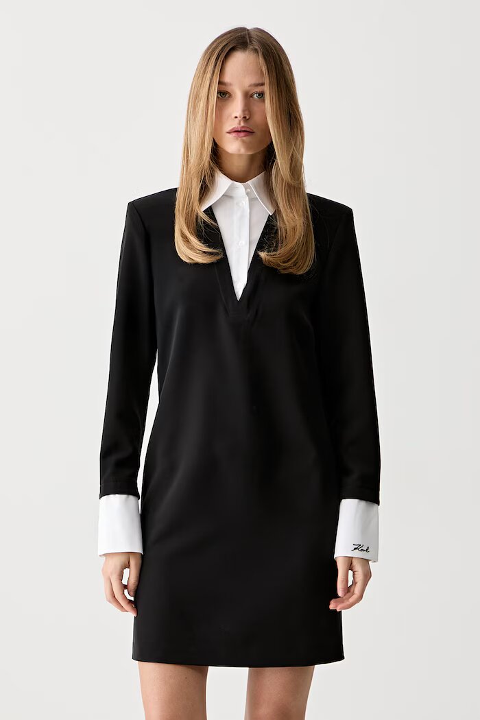 Karl Lagerfeld рокля черна с изчистена шарка B3W13043