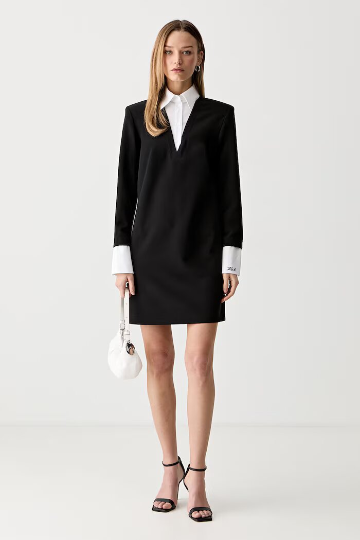 Karl Lagerfeld рокля черна с изчистена шарка B3W13043