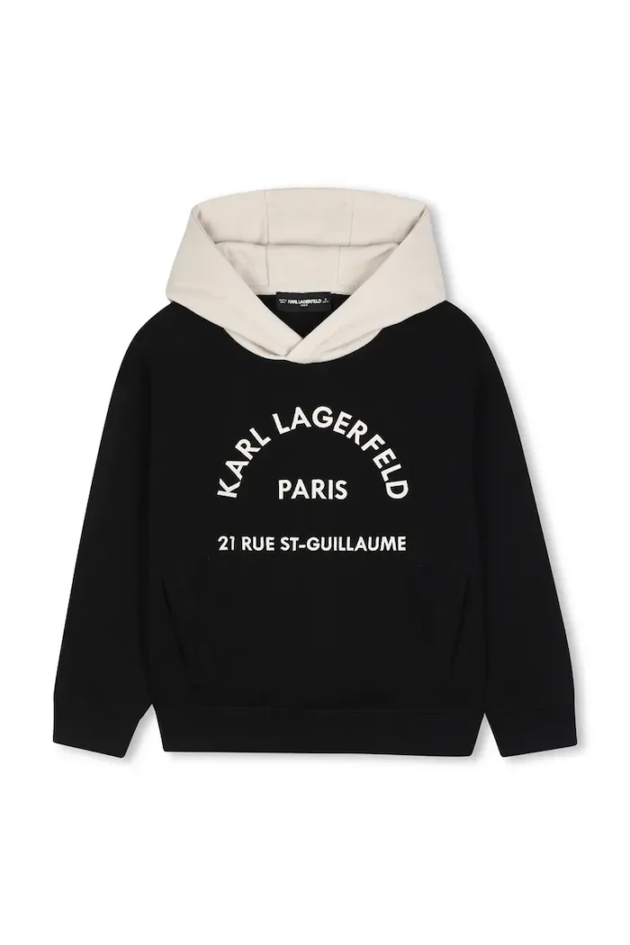 Karl Lagerfeld суичър с качулка за деца с памук черен Z31372