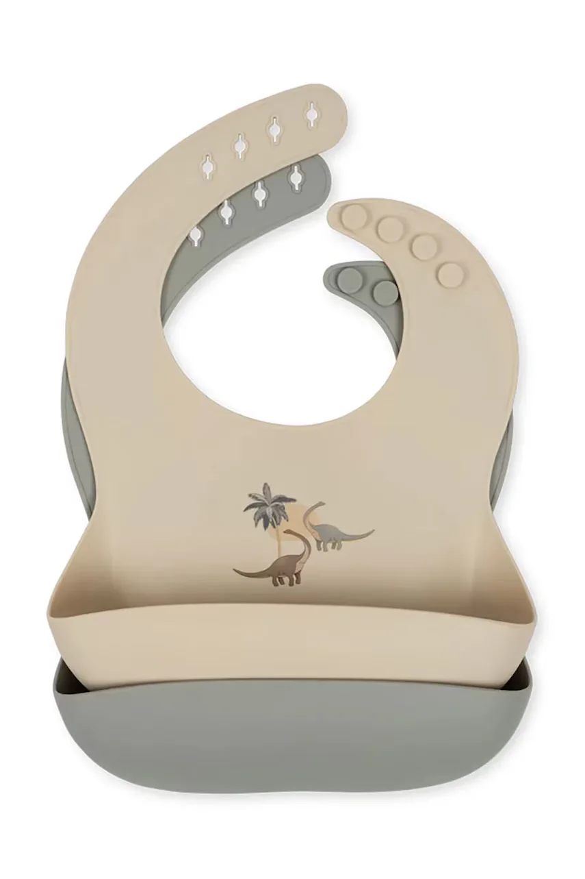 Konges Sløjd Бебешки лигавник с две лица 2 PACK SILICONE BIB (2 броя)